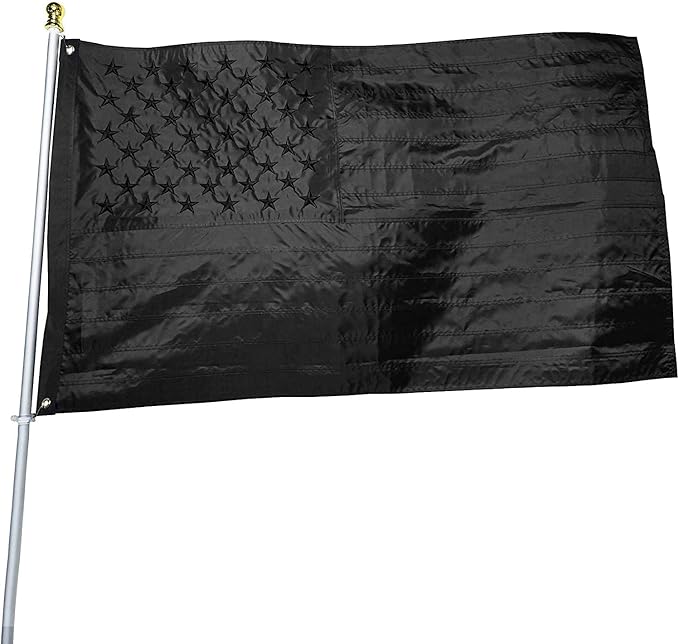 Black American Flag 5x8 ft: Heavy Duty US Flag Made from Nylon - Embroidered Stars - Sewn Stripes - UV Protection Perfect for Outdoors! (Not Include Pole)
