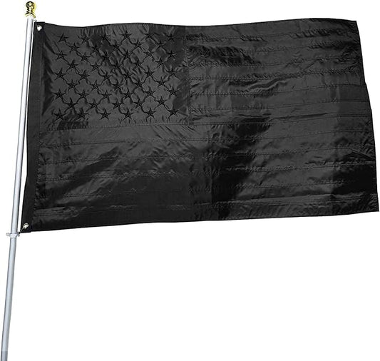 Black American Flag 5x8 ft: Heavy Duty US Flag Made from Nylon - Embroidered Stars - Sewn Stripes - UV Protection Perfect for Outdoors! (Not Include Pole)