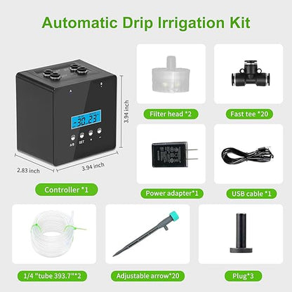 Automatic Watering System for Potted Plants | Indoor Plant Waterer with 30-Day Timer, Dual Self-Priming Pumps, Drip Irrigation Kit for 20 Plants