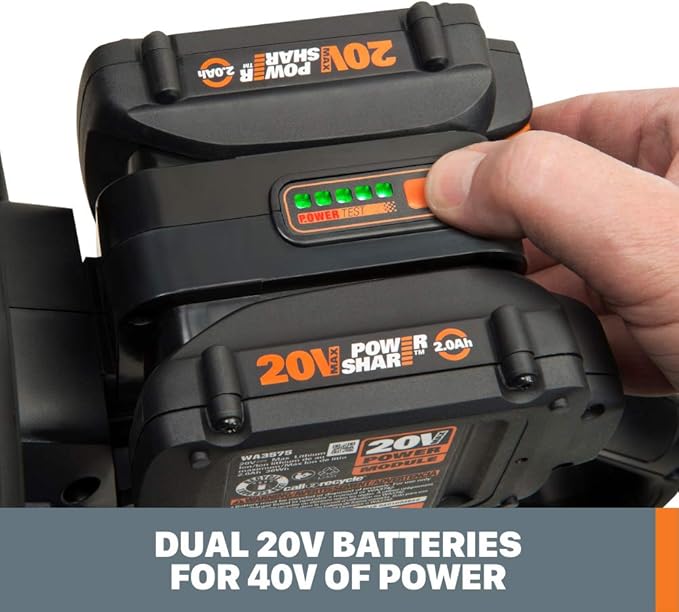 Worx 40V 12" Cordless Chainsaw Power Share with Auto-Tension - WG381 (Batteries & Charger Included)