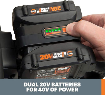 Worx 40V 12" Cordless Chainsaw Power Share with Auto-Tension - WG381 (Batteries & Charger Included)