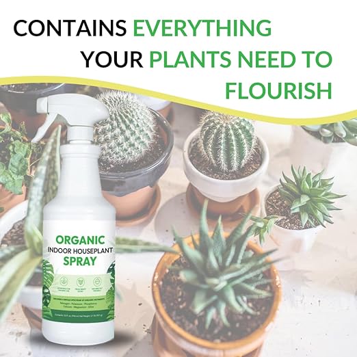 Organic Indoor Houseplant Spray - Liquid Plant Food in a Spray Bottle (Foliar Fertilizer) | Use on All Live Indoor Plants, Orchids, and Succulents | No Mixing Required (32oz)