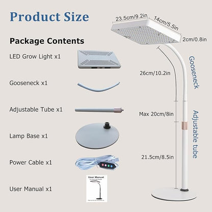 Tabletop Grow Light with Timer, Bright Desk Grow Lights for Indoor Plants, Seed Starting, Seedlings, Bonsai, Succulent, Cactus, Vegetables, 16"-24" Height Adjustable, Daisy Chain Function