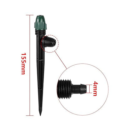 25PC Anti-Drop Drip Irrigation Spray,Lock Barbed Design Misting Drippers for 1/4" Irrigation Tubing,Adjustable 360 Degree Micro Spray on 6.3" Stake for Garden Watering System (25pc-Adjustable Emitter)