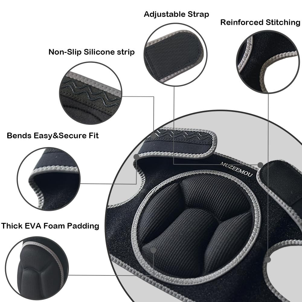 Knee Pads for Gardening,Flooring - Thick EVA Foam Cushion, Non-Slip Silicone & Adjustable Straps (S/M/L), Breathable Unisex Garden Kneeling Pad with Extended Comfort