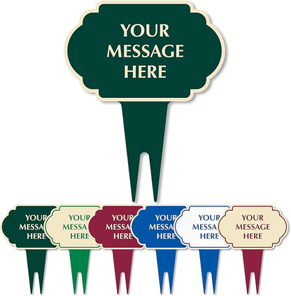 SmartSign 12"x15" Designer Yard Stake Sign - Add Your Message, Vintage Cloud Shape, 120 mil Aluminum Composite Sign w/Overcoat for Outside, Integrated Ground Stakes, Reflective Option, USA-Made