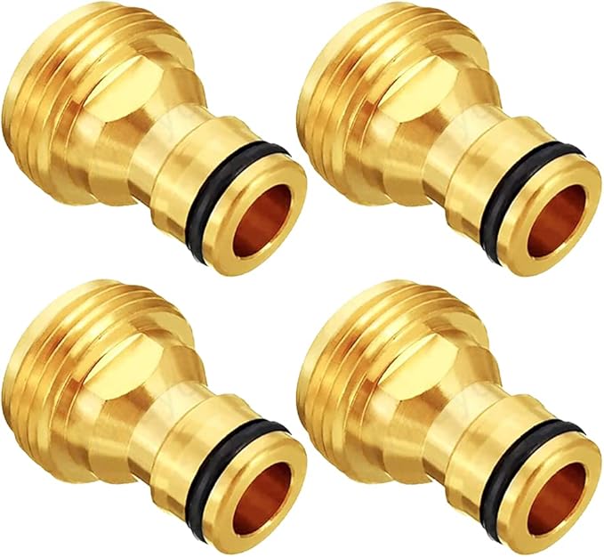 Joywayus 3/4” GHT Male Garden Hose Quick Connect Adapter Brass Connect Fitting（Pack of 4）