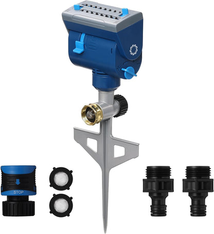 Airthereal Oscillating Sprinkler with Metal Step Spike and Quick Connect Adapter Set, Control Watering Range, Width, and Flow Rate, Covers up to 4,069 sq.ft., Blue