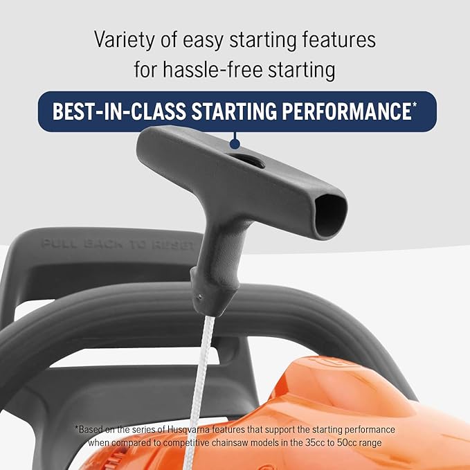 Husqvarna 450 Rancher 20 Inch Gas Chainsaw, 50.2-cc 3.2-HP, 2-Cycle X-Torq Engine, For Tree Pruning, Yard Cleanups and Firewood Cutting, 970613120