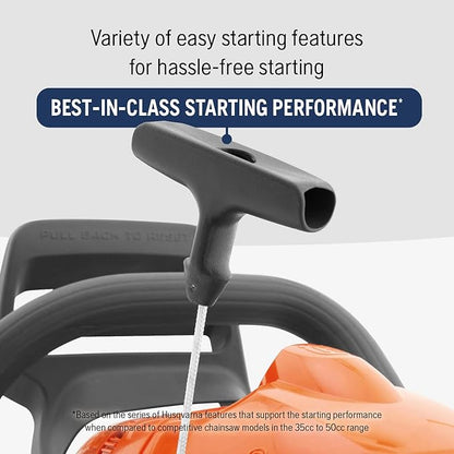 Husqvarna 450 Rancher 20 Inch Gas Chainsaw, 50.2-cc 3.2-HP, 2-Cycle X-Torq Engine, For Tree Pruning, Yard Cleanups and Firewood Cutting, 970613120