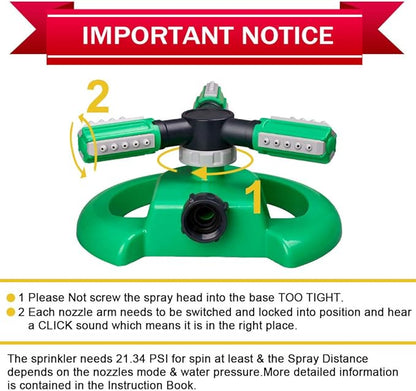 Lawn Sprinkler, Automatic Garden Irrigation System, Upgrade 360 Degree Rotation Irrigation System, Large Area Coverage, Sprinkler for Yard, Lawn, Kids and Garden-1Pack（Light Green）