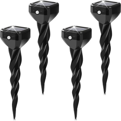 2025 Upgraded Mole & Snake & Skunk & Rabbit Repellent Solar Powered, Ultrasonic Deterrent, IP65 Waterproof, Effective Get Rid of Gopher Raccoon Vole Groundhog Chipmunk for Yard Lawn Garden, 4-Pack