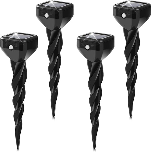 2025 Upgraded Mole & Snake & Skunk & Rabbit Repellent Solar Powered, Ultrasonic Deterrent, IP65 Waterproof, Effective Get Rid of Gopher Raccoon Vole Groundhog Chipmunk for Yard Lawn Garden, 4-Pack