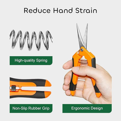 GROWNEER 3 Packs 6.5 Inch Pruning Shears Gardening Hand Pruning Snips Gardening Scissors with Straight Stainless Steel Precision Blades