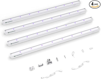 Plant Grow Lights 2FT, Blue-Rich Full Spectrum 5000K, 60W(4 x 15W), T5 LED Grow Light Strips for Indoor Plants and Succulents, High PPFD, Linkable, White, 4-Pack