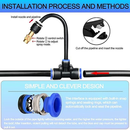New Quick Connector Drip Irrigation Kits,Automatic Irrigation System With Replaceable 360-degree Bending Dropper,atomizing Copper Nozzle For Watering System For Garden Plant Lawn Patio.(Copper Nozzle)