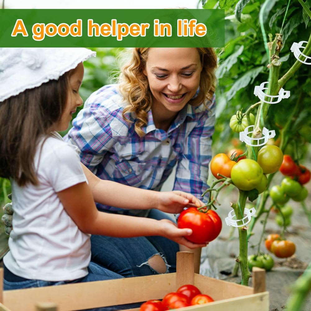 200 Pcs Plant Support Garden Clips, Tomato Clips, Crop Clips for Vine Vegetables, Fixing Tomato, Sweet Pepper, Eggplant, Makes Plants Grow Upright and Healthier