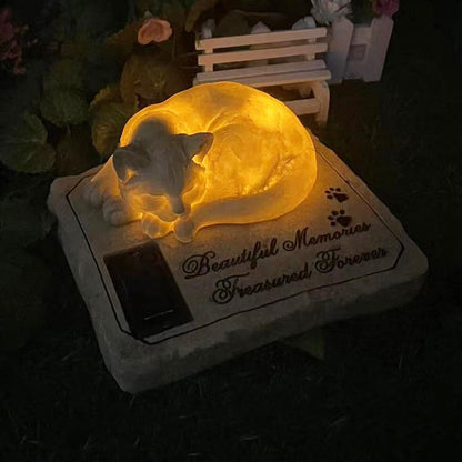 Solar Light Cat Memorial Stone, Cat Grave Markers, Cat Headstone, Cat Memorial Plague, Cat Loss Gift Garden Decor