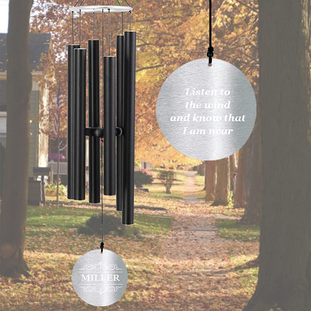 Personalized 36" Bereavement Wind Chimes for Outside, Memorial Gift in Remembrance of a Loved One, Sympathy Gift for Loss of Mother Father Husband, Garden Patio Decor