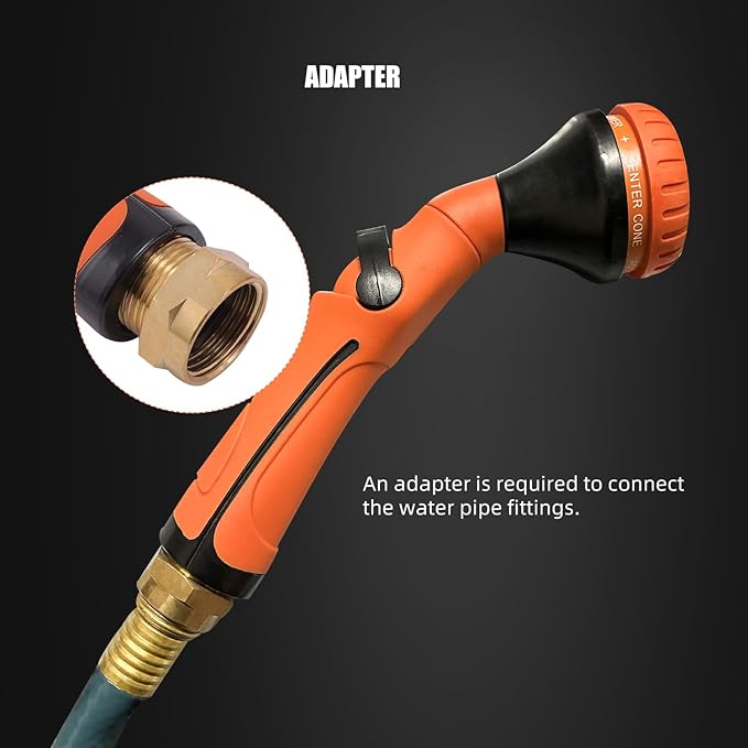 SPTA Hose Nozzle Heavy Duty, Metal Water Hose Sprayer for Garden, 8 Spray Patterns, High Pressure, Thumb Flow Control, On/Off Valve, Ideal for Outdoor Lawn & Plant Watering, Car & Pet Washing