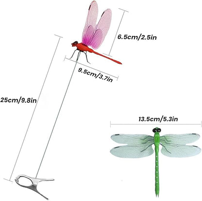 6 Pack 3D Realistic Dragonfly Clips - Colorful Plastic Garden Decor for Outdoor & Indoor Use, Hat/Clothing Accessories, Yard Patio Ornaments - Decorative Stakes (Assorted Colors)