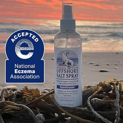 Offshore Salt Spray: Sea Salt Hair Mist for Sensitive Scalp, Lightweight Algae-Based Styling Spray, Hypoallergenic and Dermatologist-Tested, 8oz NATIONAL ECZEMA ASSOCIATION SEAL OF ACCEPTANCE
