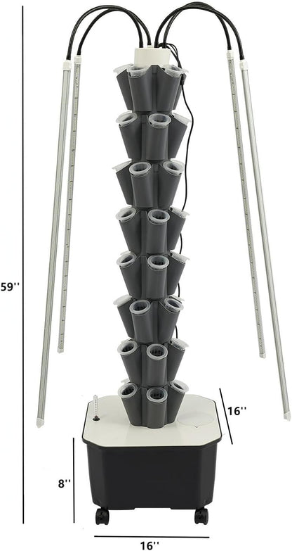 Hydroponic Growing Tower System Kit, 40-Plant Vertical Hydroponics Garden Tower with LED Grow Light, for Outdoor Indoor Herbs Fruits Vegetables Smart Garden Planter Kit