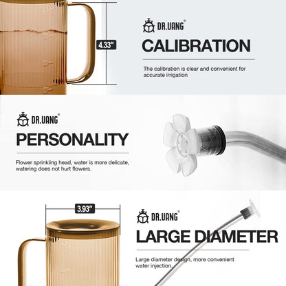 Small Watering Can Indoor Plants with Long Spout (1L, Amber Brown)