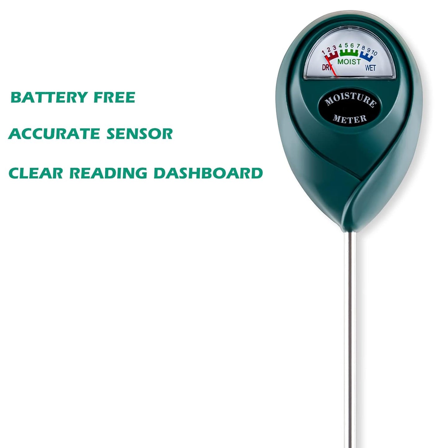 Soil Moisture Meter for House Plants, Plant Water Meter,Plant Moisture Meter for House Plants and Outdoor Plants, No Batteries Required (Green)