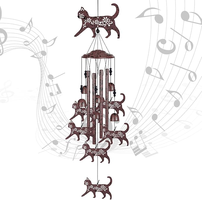 Outdoor Cats Wind Chimes Decoration - Mobile Cat Wind Catcher, Music Wind Chimes, Garden Wind Chime, Blessing Windchime, Kitten Wind Bells for Home, Balcony, Tree, Festival Garden Decor, Gifts for Mom