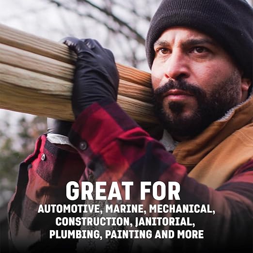 Venom Steel Industrial Nitrile Gloves, Chemical Resistant Disposable Black Gloves, Latex-Free, Powder-Free, Textured Grip, Heavy Duty Two-Layer Protection, 6 mil, Large, 100 Count