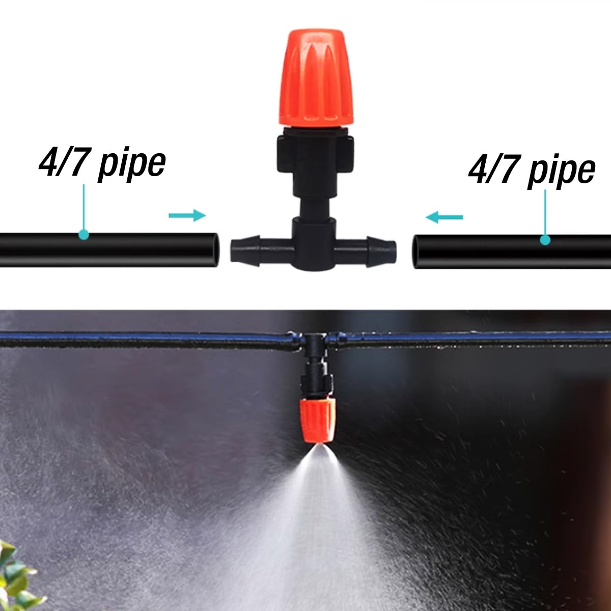 GXXMEI 80PCS/Set Micro Spray Adjustable Flow Irrigation Drippers, 1/4 Inch Garden Adjustable Sprinkler drip Irrigation Mister Heads with 3 Tee Irrigation Misting Drip Kit (40Pairs)