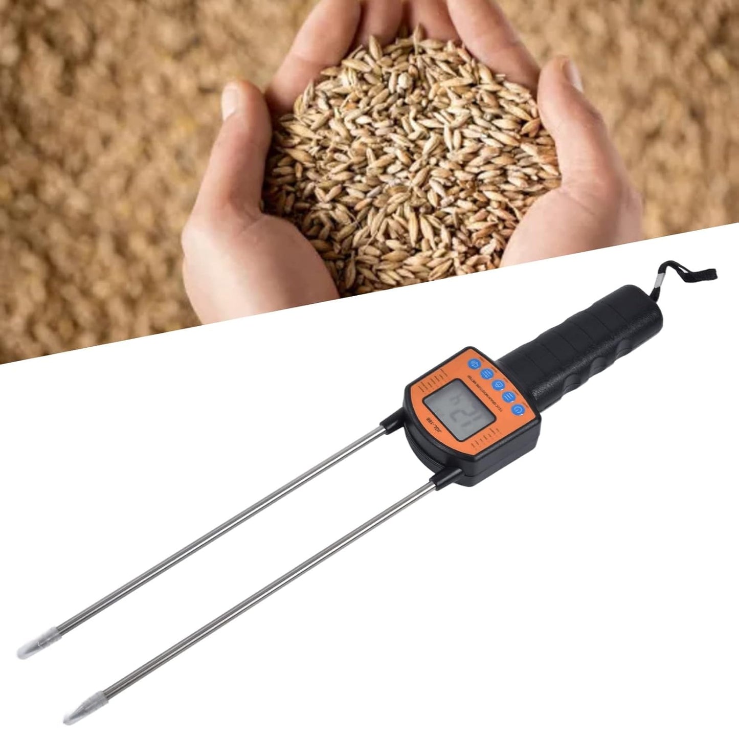Hay Tester Probe, Portable Hay Checker Hay Calibration Meter with LCD Display Grain Water Content Analyzer Tools Humidity Tester, for Wheat Corn Peanut Soybean