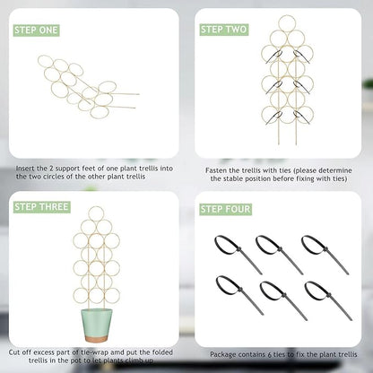 Trellis for Climbing Plants Indoor 15.7 Inch, Small Plant Trellis for Potted Plants, 3 Pack Stackable Circle Garden Houseplant Trellis for Vines