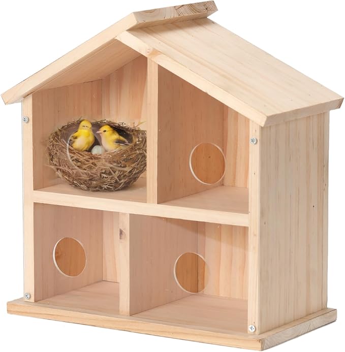 Window Bird Houses for Outside, See Through Upgraded Wooden Birdhouse Outdoors, Bird Nest Transparent Design for Easy Observation, Best Gift for Kids