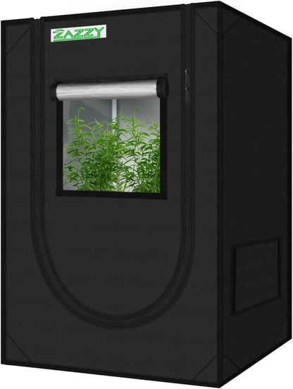 zazzy Grow Tent, 24"x24"x36" Hydroponic Mylar Grow Tent Reflective Garden Growing Dark Room with Observation Window, Removable Floor Tray and Tool Bag for Indoor Plant Growing 2'x2'