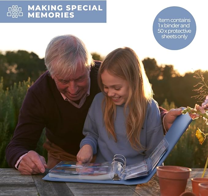 WILDGOOSE Seed Storage Organizer Binder - Seed Packet Organizer with 50 Pack Sheet Protectors That Stores 200 Seed Envelopes. (Blue)