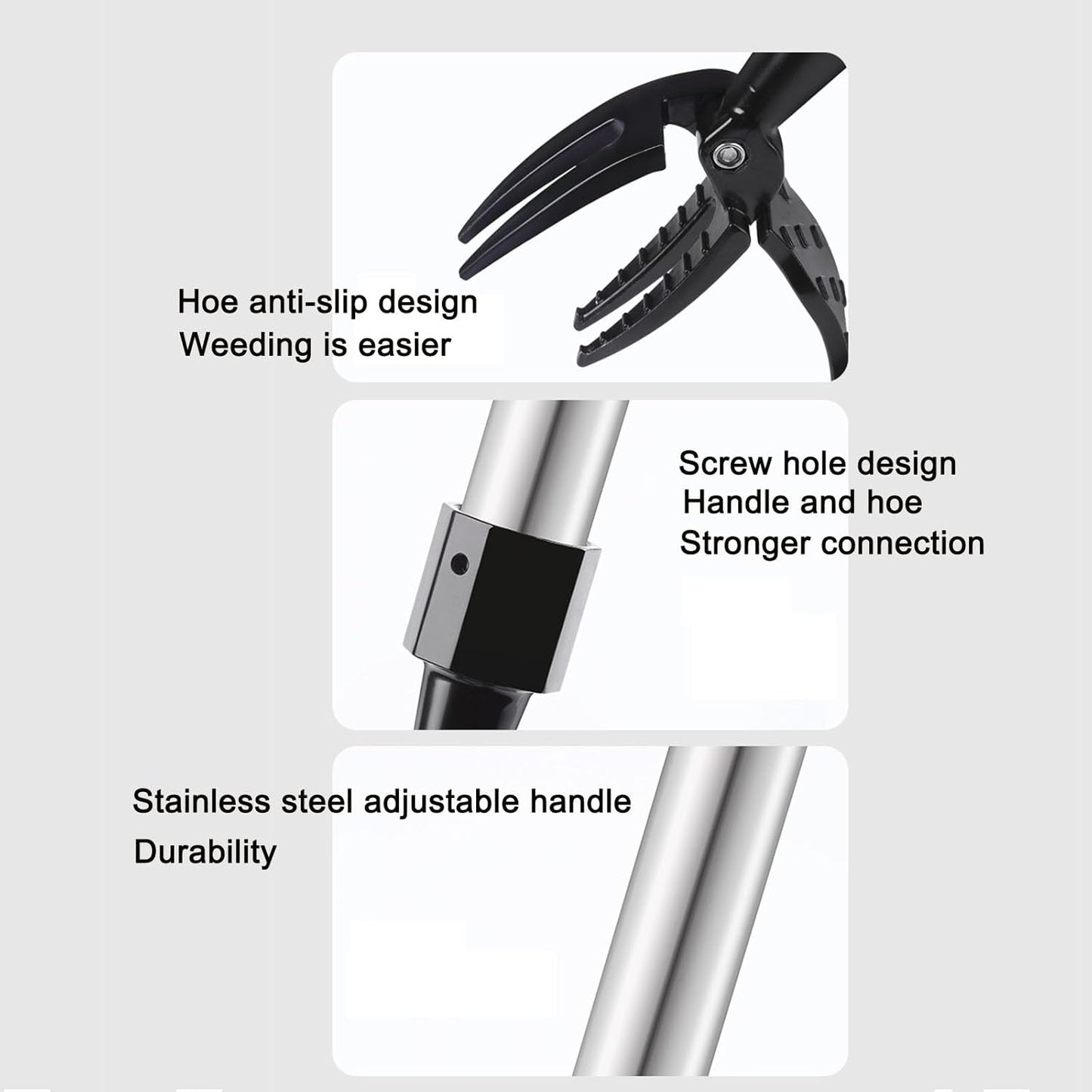 The Stand Up Weed Puller Tool with Long Handle-Made with Adjustable Stainless Steel Handle and 4-Claw Head Design for Lawn.