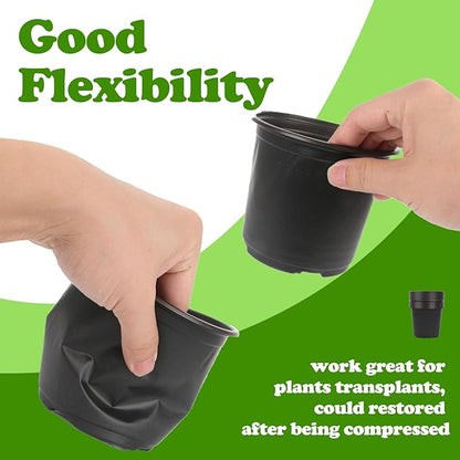 100 Packs Nursery Pots,3 Inches Plastic Nursey Pots for Plants with Drainage Holes, Seed Starting Garden Pots of Flower Plant Container for Succulents, Transplanting (100, 3 Inch)