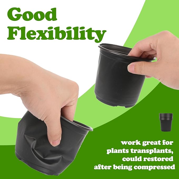 100 Packs Plastic Nursery Pots, 4 5 6 Inches Pots for Plants with Drainage Holes, Plants containers for Seedlings, Succulents, Transplanting (100, 4 5 6 Inch)