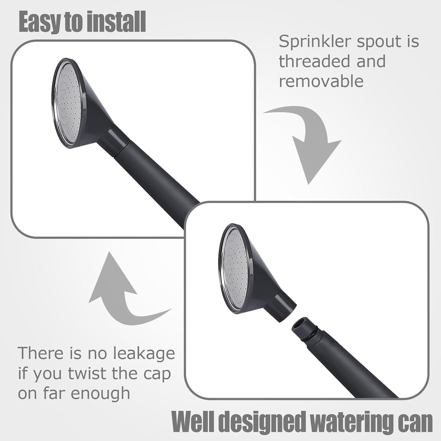 2 Gallon Watering Can for Indoor Plants, Garden Watering Cans for Outdoor Plant House Flower, Modern Plant Watering Can Large Long Spout with Sprinkler Head