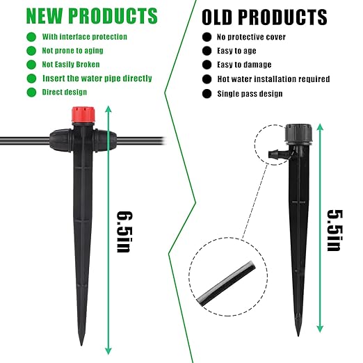 25 Pcs Drip Irrigation Fan Emitter for 1/4" Irrigation Tubing, Adjustable Water Flow Irrigation Spary Dripper with Stake Drip Micro Drip Irrigation Sprayer Emitter for Irrigation Watering System