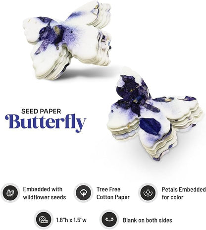 Butterfly Seed Paper – 50pcs Small Purple Plantable Wildflower, Writable & Plantable Gift for Moms, Plant Lover, & Teachers, Ideal for Weddings, Baby Shower, Memorial, & Celebrations