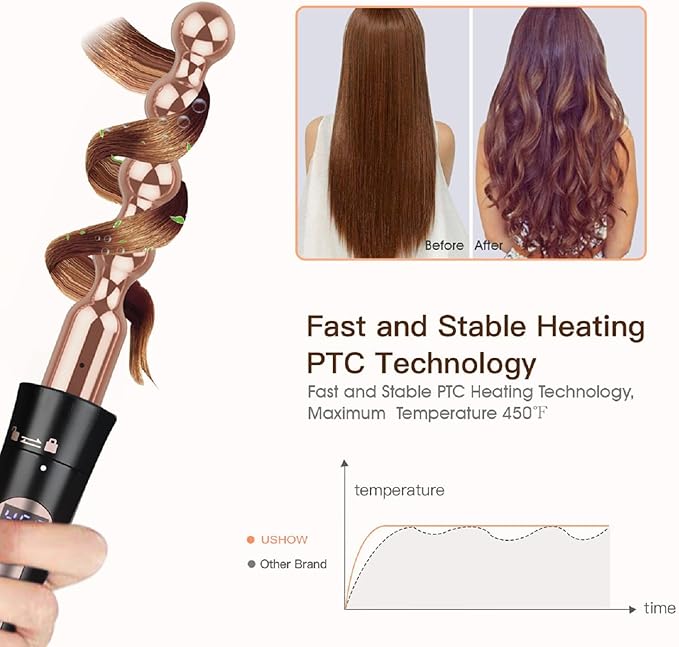 5 in 1 Curling Iron Set, 24K Rose Gold Hair Curlers with Interchangeable Ceramic Barrels, Hair Crimper, Wand Curling Iron & Waver for Long & Short, Fast Heat & Protective Gloves