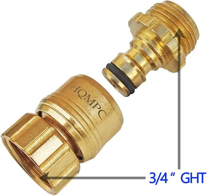 HQMPC No Pb Garden Hose Quick Connect Brass Hose Quick Connect Quick Release Hose ConnectorWater Hose Connectors 3/4" GHT (6 SETS)