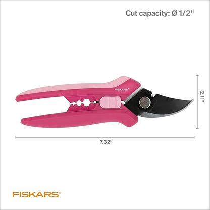 Fiskars Floral Pruning Shears, Gardening Gifts for Women, Plant Cutting Scissors for Deadheading, Rose Petal Pink
