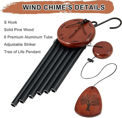 Wind Chimes for Outside, 32" Memorial Wind Chimes for Loss of Loved One Mother Father, Memorial Sympathy Gift Outdoor Garden Patio Decor, Bereavement Gift for Loss of Mom Dad (Classic Black)