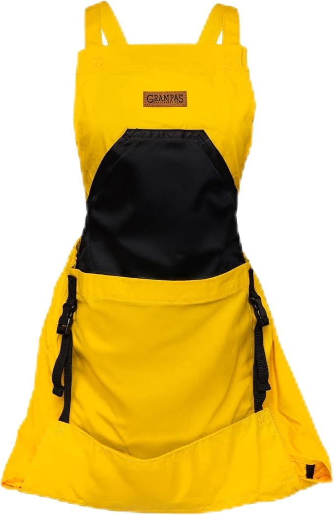 Grampa's Garden Apron - Cross Back Gardening Apron With Pockets For Women & Men | Harvest Apron with Large Kangaroo Pouch