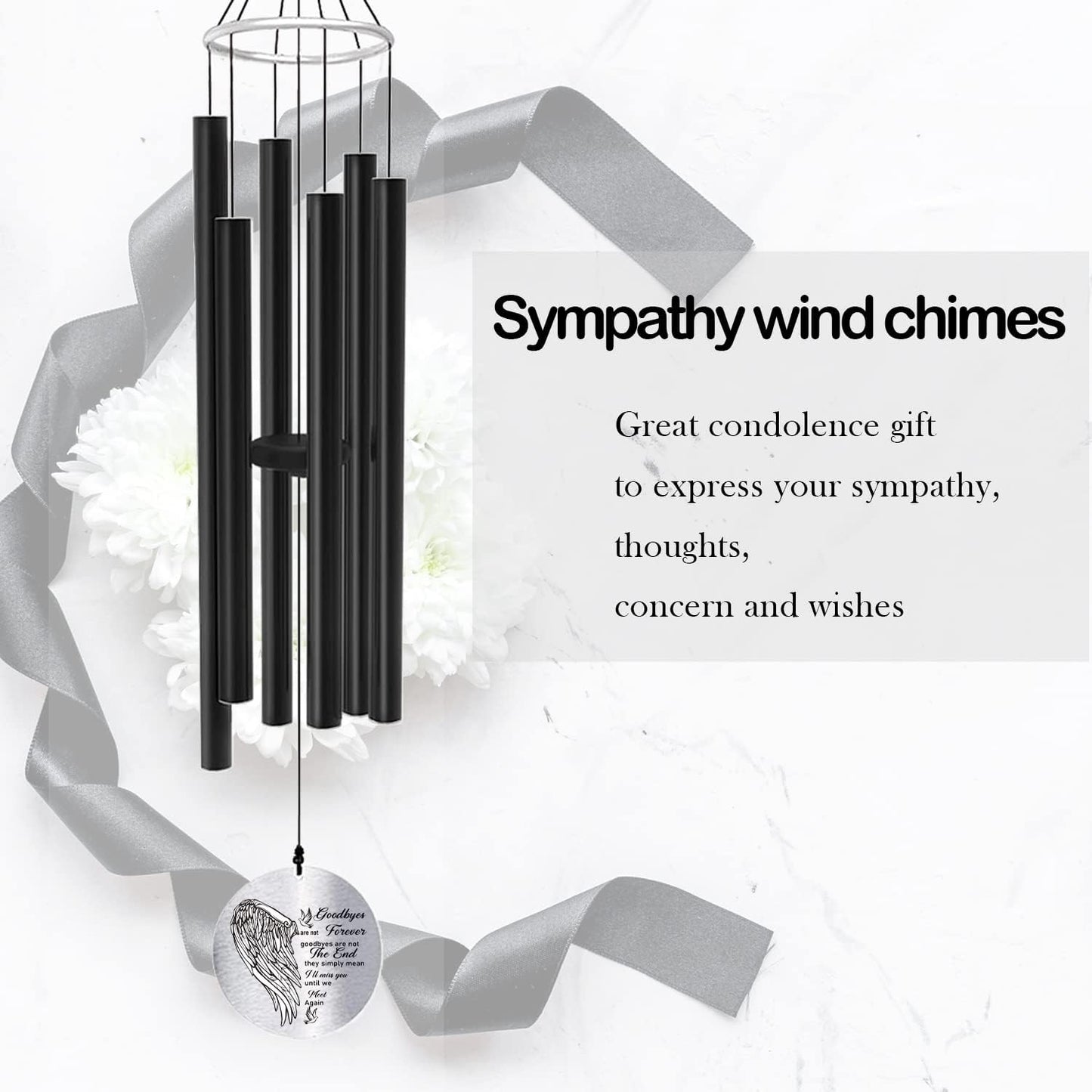 Personalized 36" Bereavement Wind Chimes for Outside, Memorial Gift in Remembrance of a Loved One, Sympathy Gift for Loss of Mother Father Husband, Garden Patio Decor