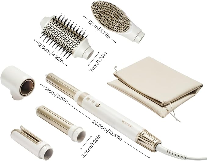 GLAMUP® 6 in 1 Hot Air Styler, Tight Grip, Powerful High Speed Dryer, Volumizer, Blow Dryer Brush, Curling Volumizing Hair Styler Gift Set with Travel Bag